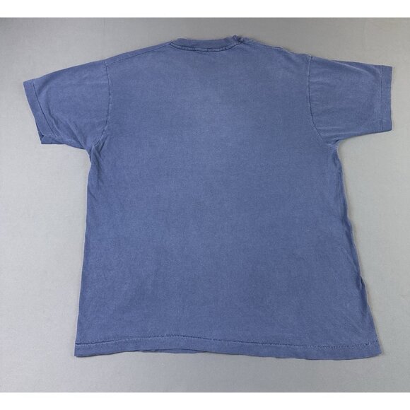 Rare Vintage 90s Blank Navy Blue Pocket Shirt Single Stitch Fruit Of The Loom - Picture 2 of 10